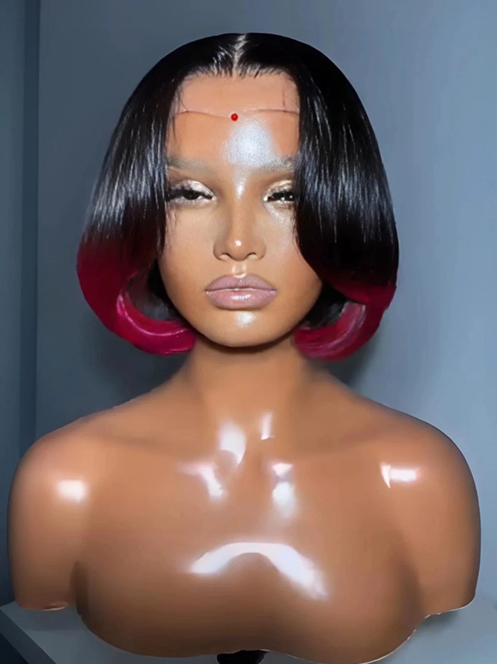 Dorsanee Short Bob Pixie Cut Ombre Black 99J Red 13x4 Lace Front Human Hair Wigs - Image 3