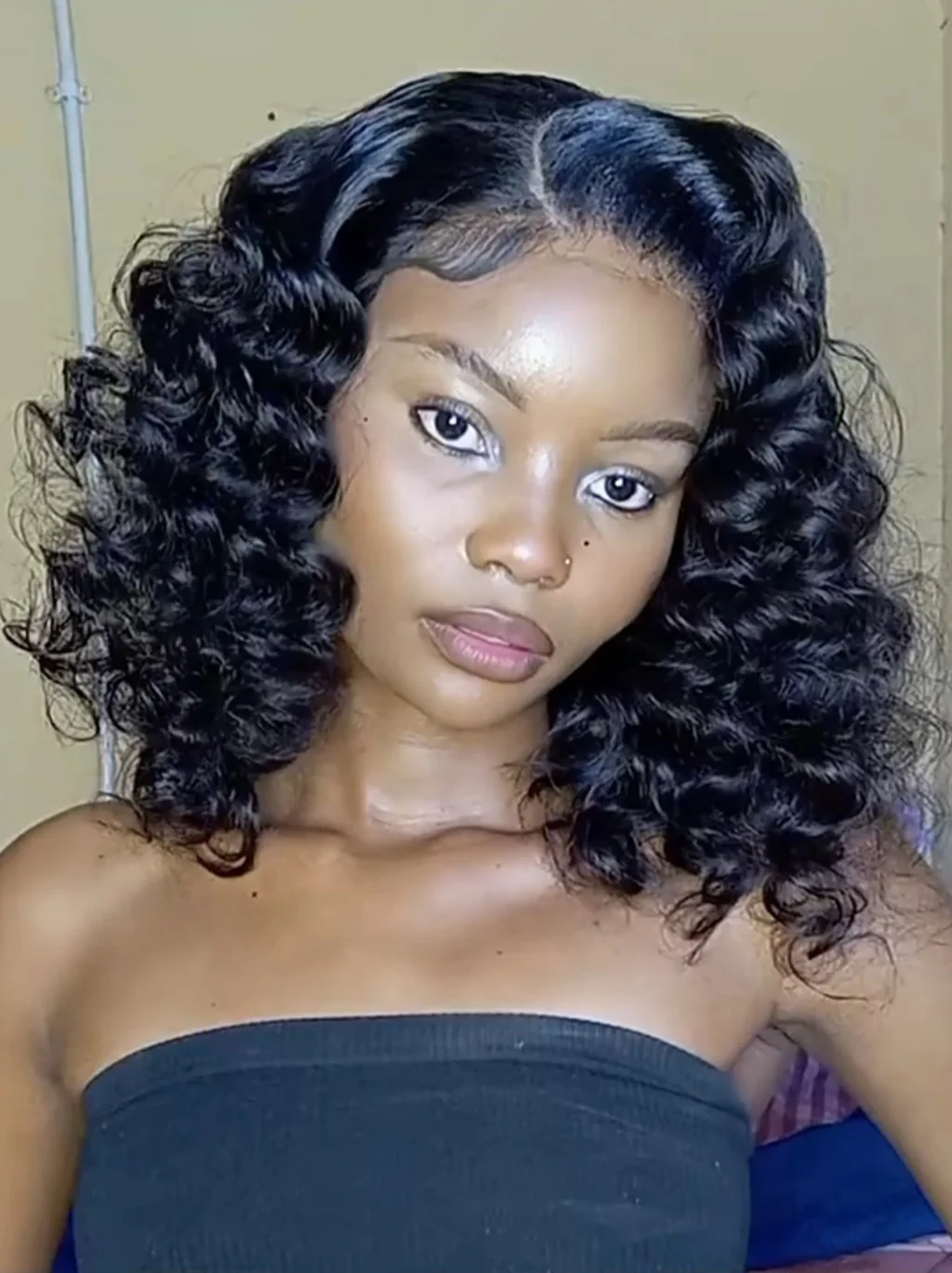 Dorsanee Short Bob Tight Loose Curls 13x4 Lace Front Human Hair Wigs - Image 2