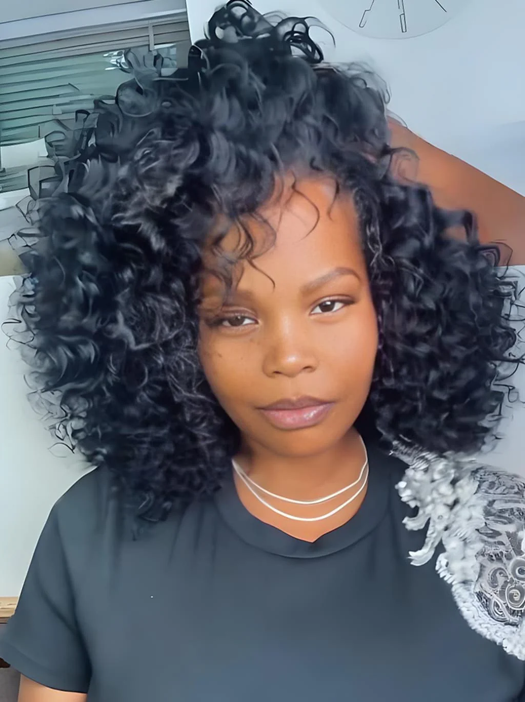 Dorsanee Shoulder Length Short Bob Deep Curls 13x4 HD Lace Front Human Hair Wigs - Image 2