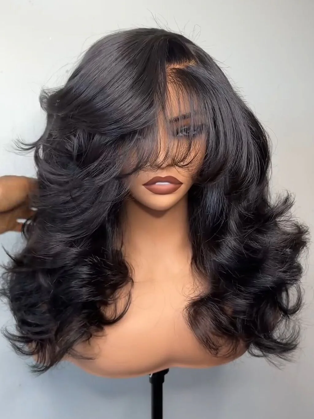 Dorsanee Side Part Layer Cut Straight 13X4 Lace Front Human Hair Wigs With Bangs 250 300 Density - Image 2