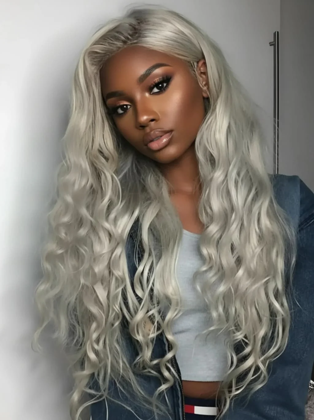 Dorsanee Silver Ash Gray 13x4 Lace Front Virgin Human Hair Wig 200 Density - Image 3