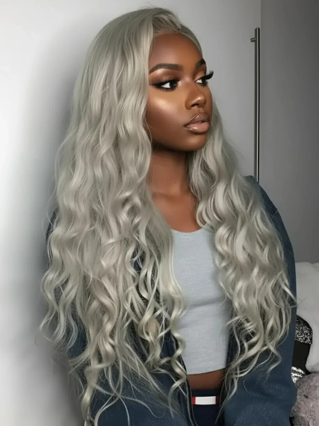 Dorsanee Silver Ash Gray 13x4 Lace Front Virgin Human Hair Wig 200 Density - Image 4