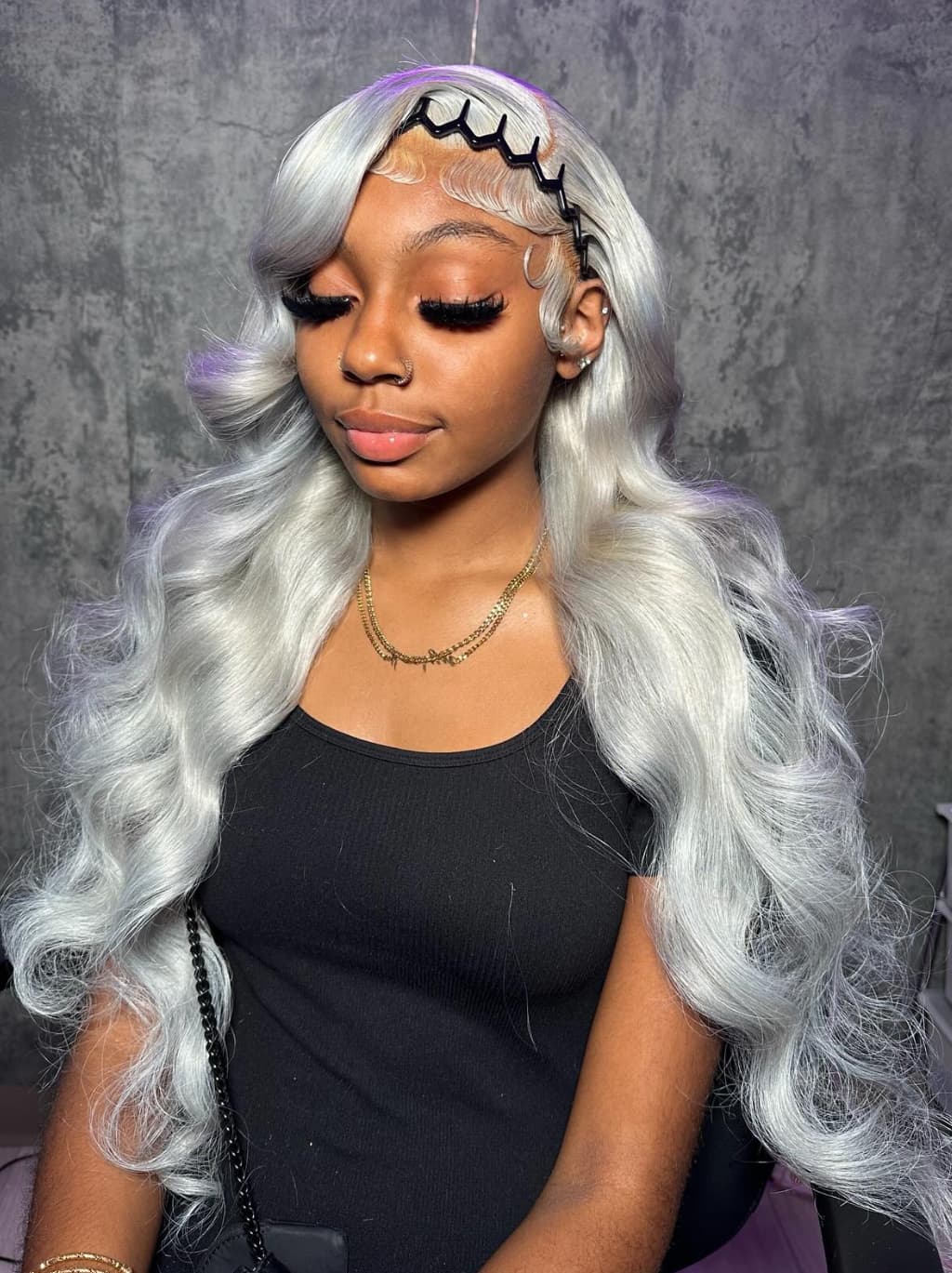 Dorsanee Silver Gray Pastel Green 13x4 Lace Front Virgin Human Hair Wigs 200 Density - Image 2