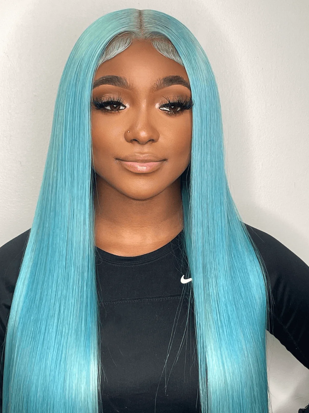 Dorsanee Sky Blue Bone Straight 13x4 Lace Front Virgin Human Hair Wigs - Image 2