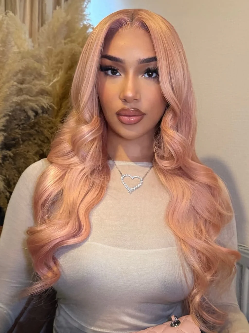 Dorsanee Soft Rose Blush Pink 13x4 Lace Front Human Hair Wigs 200 Density - Image 2