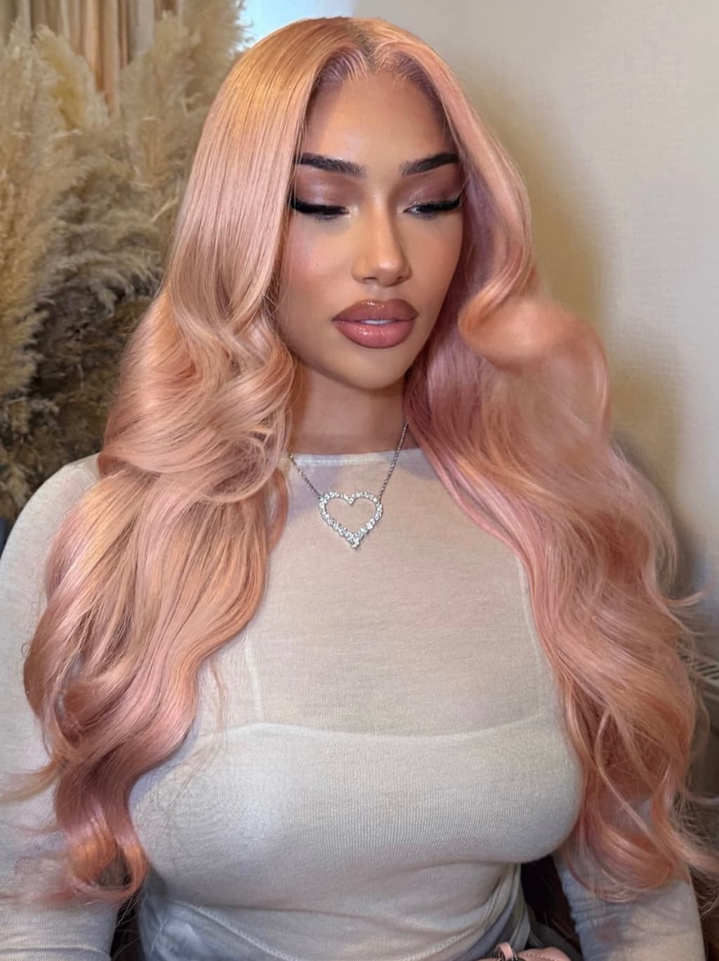 Dorsanee Soft Rose Blush Pink 13x4 Lace Front Human Hair Wigs 200 Density - Image 4