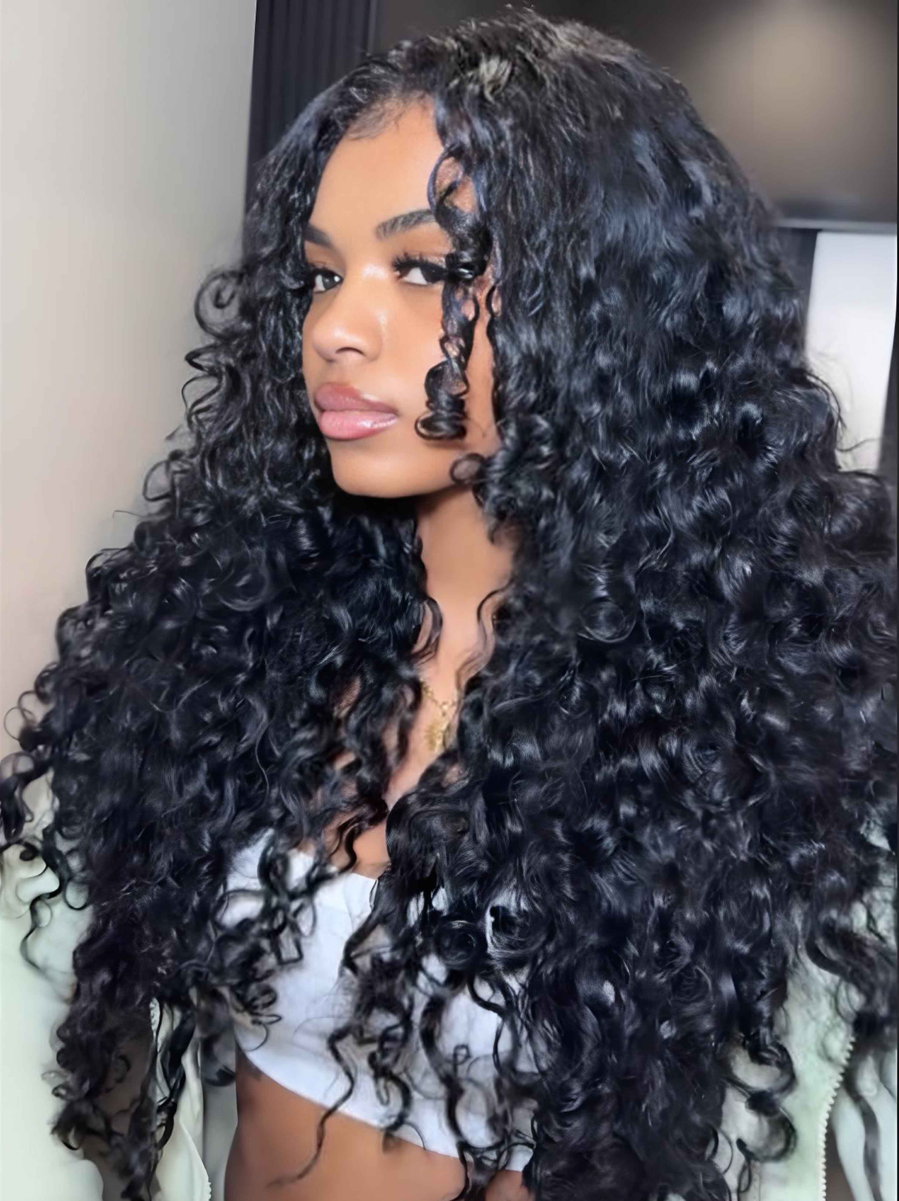 Dorsanee Spanish Crimped Loose Wave Curl 13X4 Lace Front Human Hair Wig 250 300 Density - Image 3