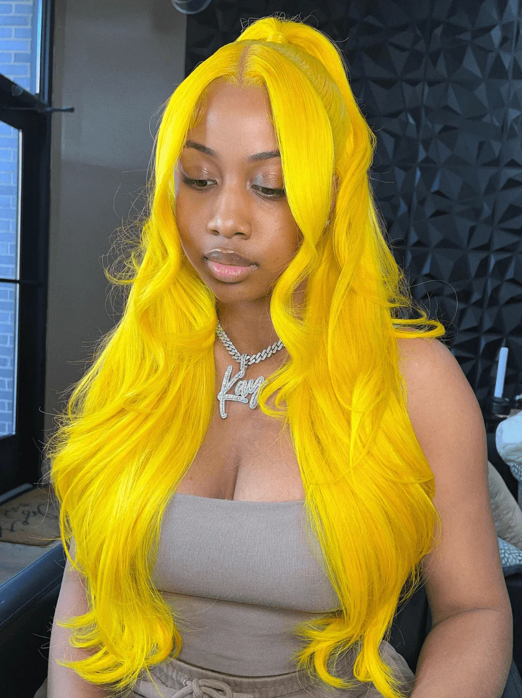 Dorsanee Yellow 200 Density Straight Body Wave HD Lace Front Hair Wigs - Image 2
