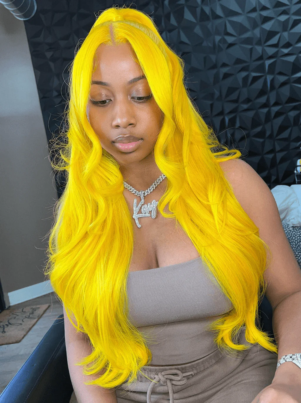 Dorsanee Yellow 200 Density Straight Body Wave HD Lace Front Hair Wigs - Image 3