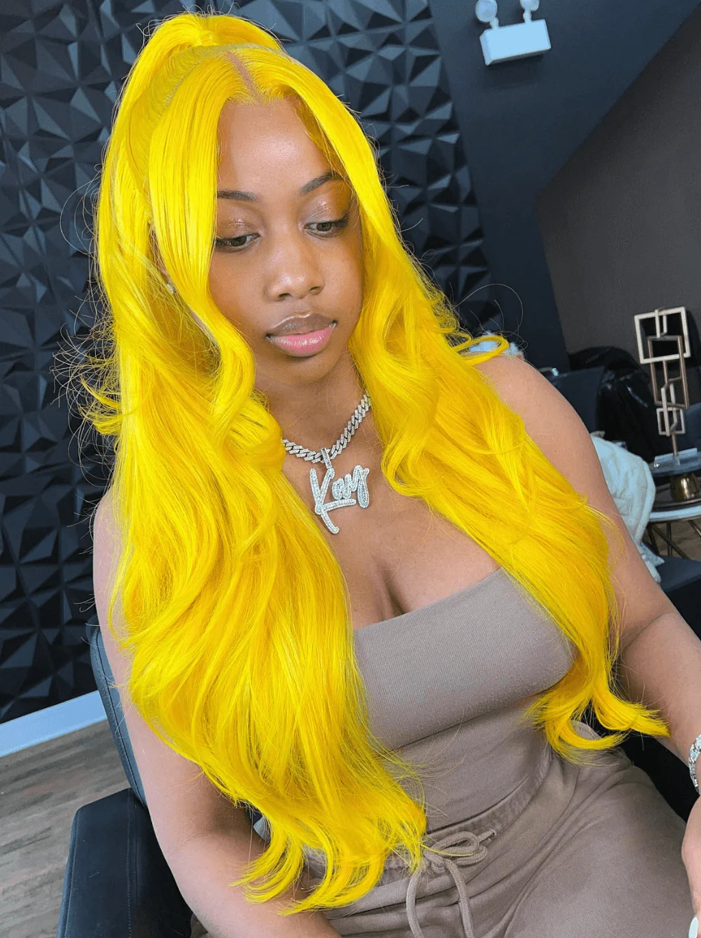 Dorsanee Yellow 200 Density Straight Body Wave HD Lace Front Hair Wigs - Image 4