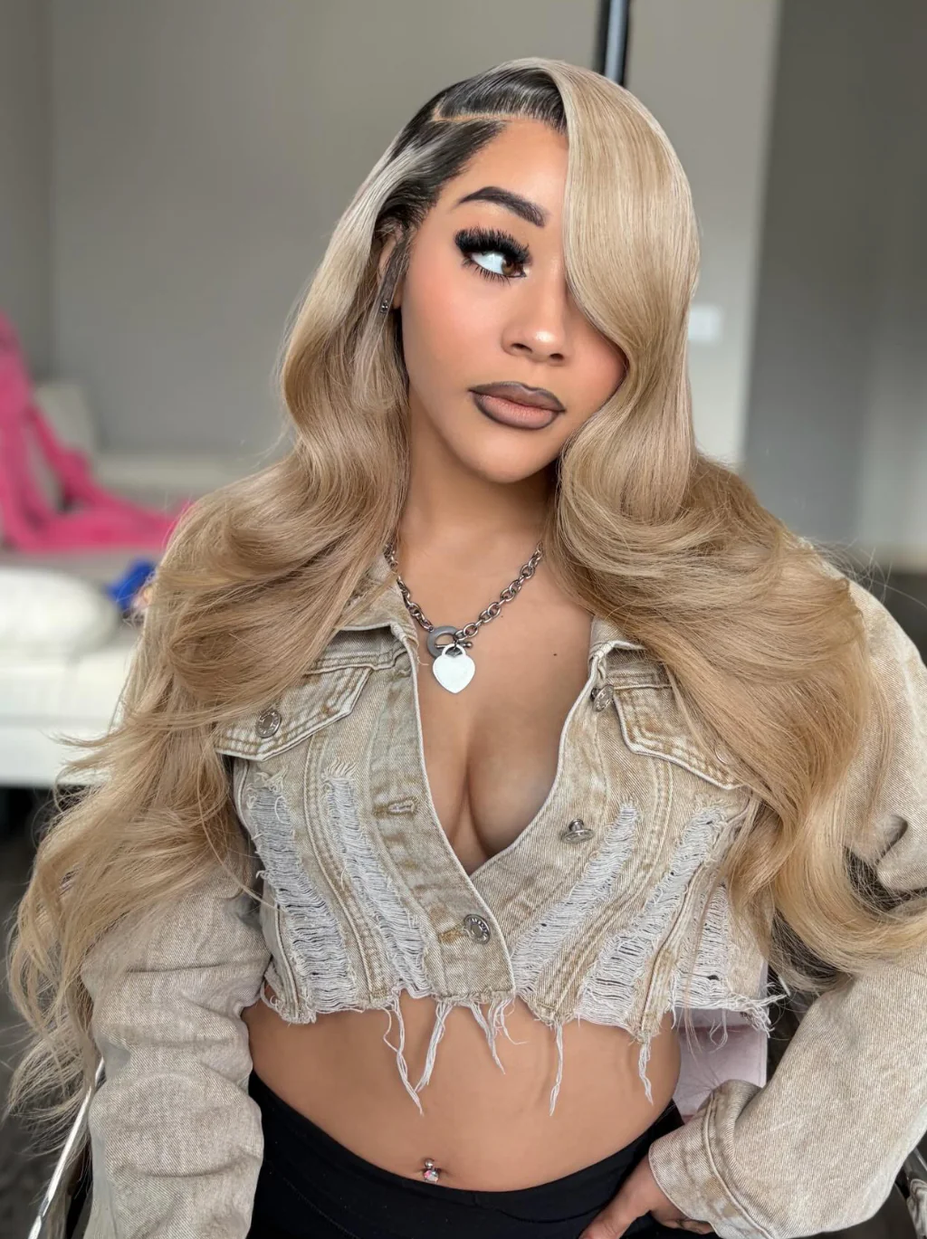 Dorsanee Strawberry Ash Blonde With Dark Roots 13x4 Lace Front Remy Human Hair Wigs - Image 6