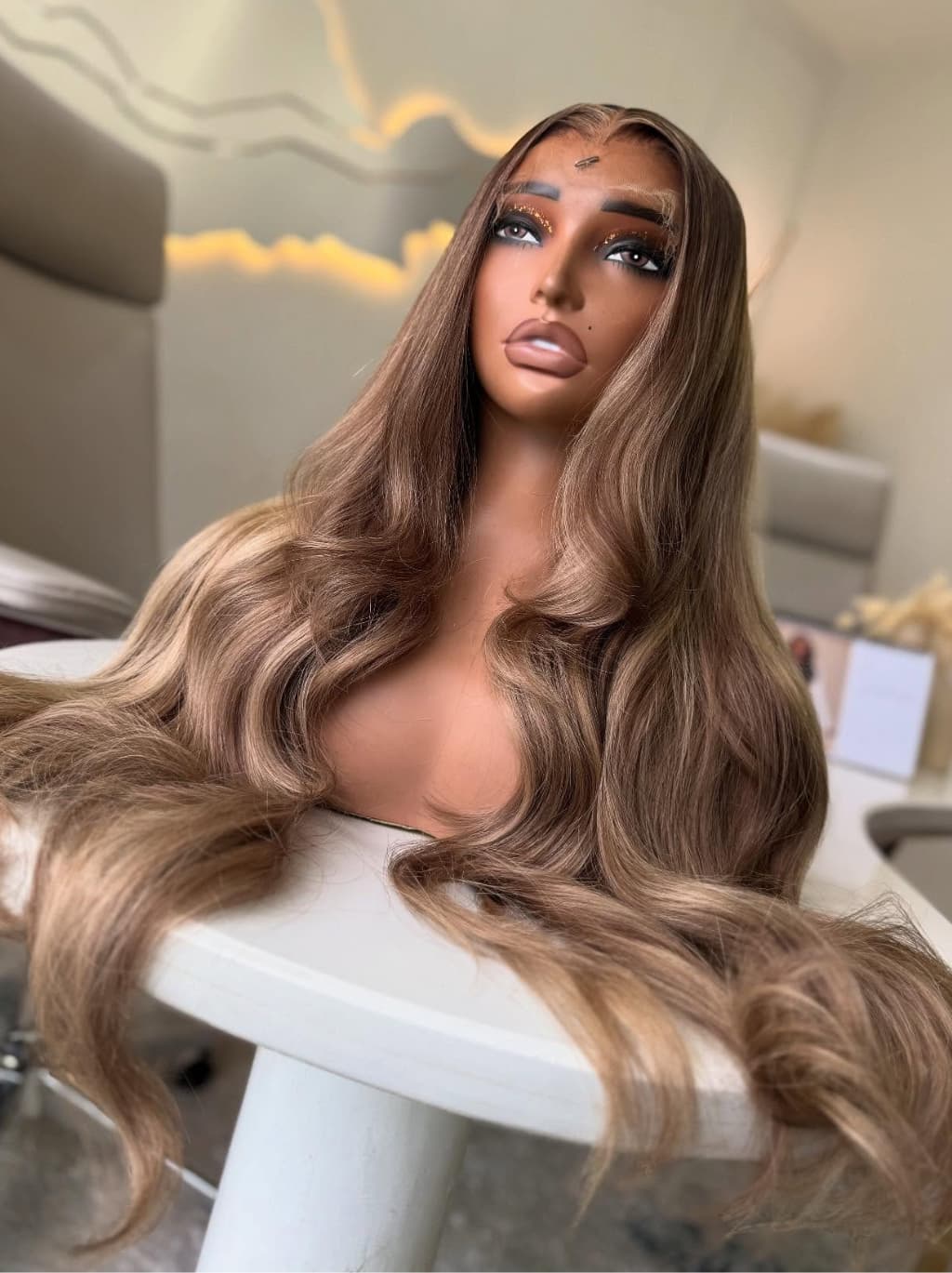 Dorsanee Strawberry Honey Blonde Brown Highlights 13x4 Lace Front Human Hair Wigs 200 Density - Image 3