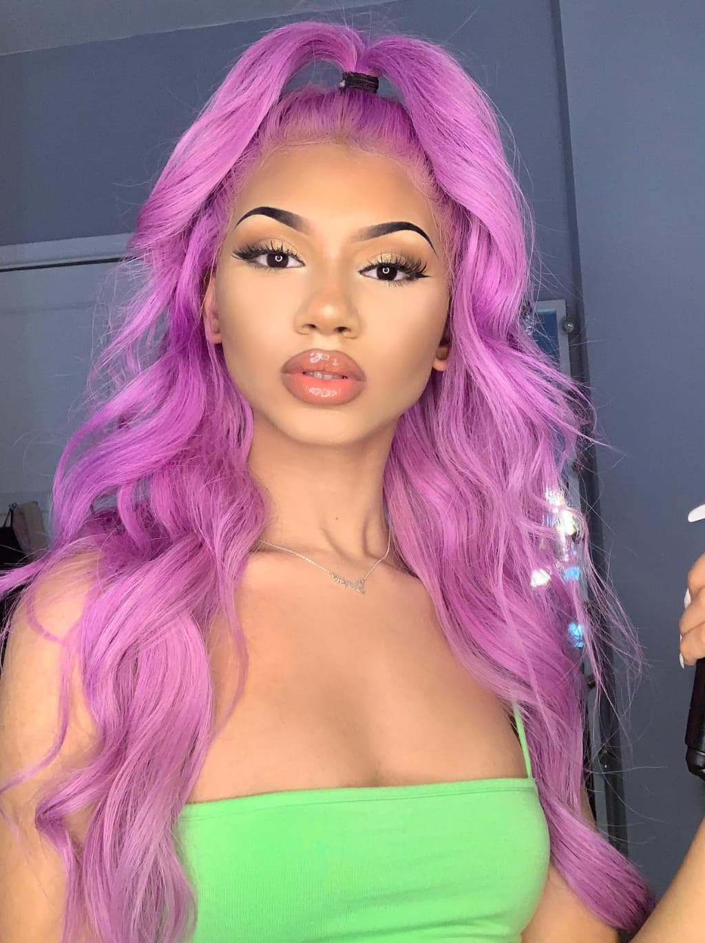 Dorsanee Vibrant Bubblegum Cotton Candy Fuchsia Pink 13x4 Lace Front Human Hair Wig - Image 2