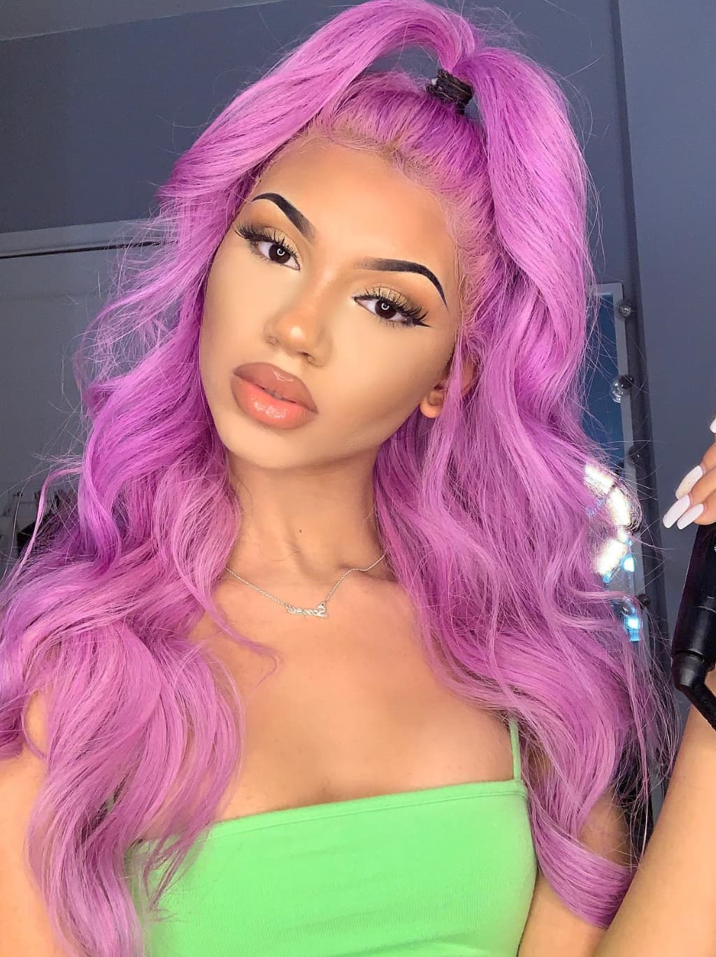 Dorsanee Vibrant Bubblegum Cotton Candy Fuchsia Pink 13x4 Lace Front Human Hair Wig - Image 3