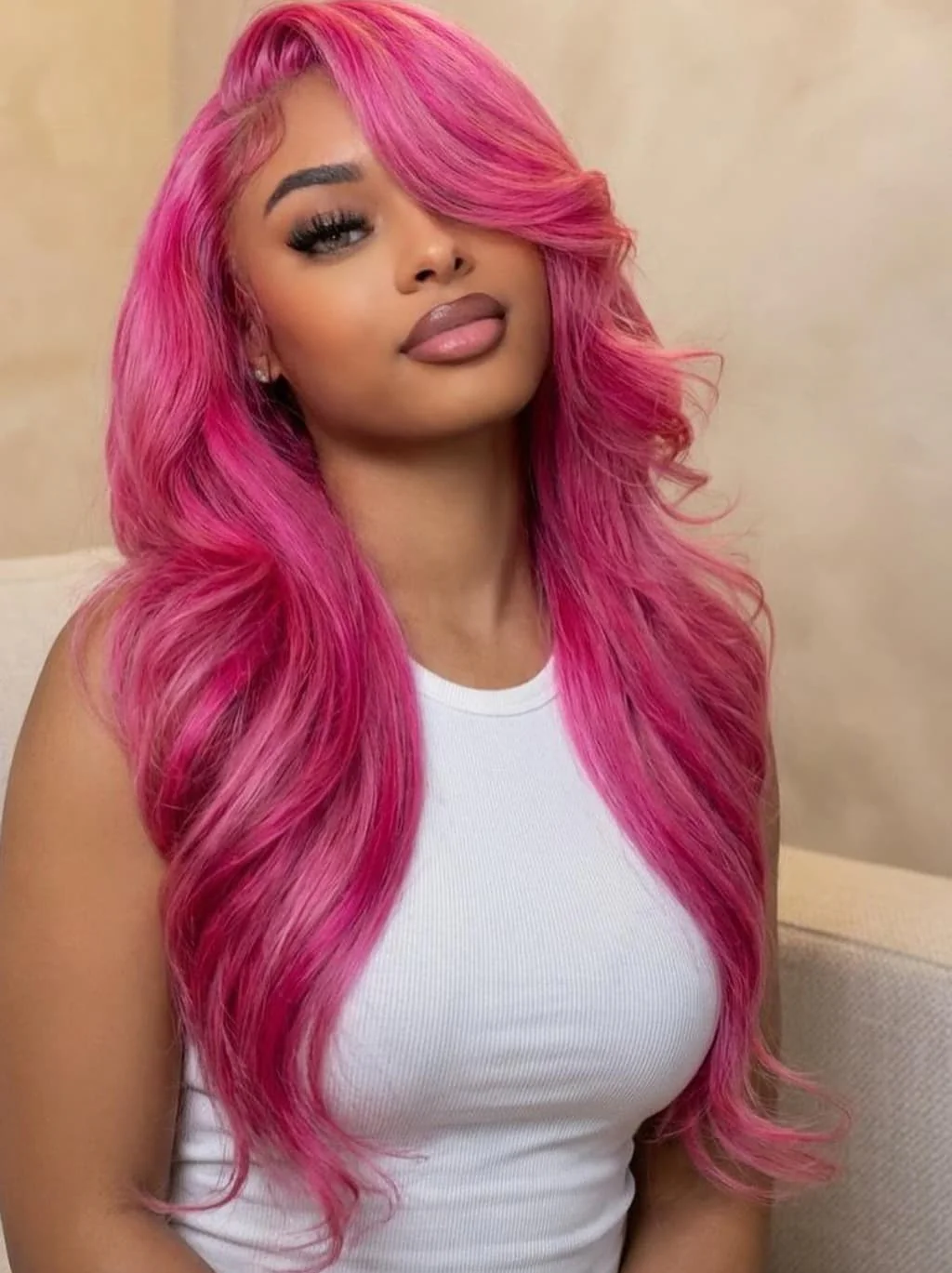 Dorsanee Vibrant Magenta Hot Pink 13x4 Lace Front Virgin Human Hair Wigs - Image 2