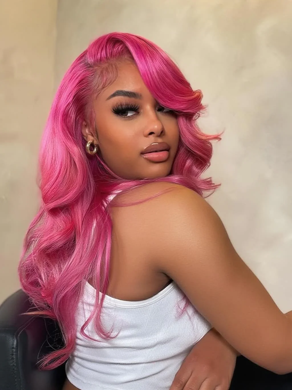 Dorsanee Vibrant Magenta Hot Pink 13x4 Lace Front Virgin Human Hair Wigs - Image 4