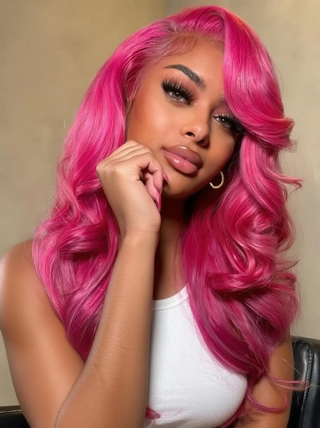 Dorsanee Vibrant Magenta Hot Pink 13x4 Lace Front Virgin Human Hair Wigs - Image 5