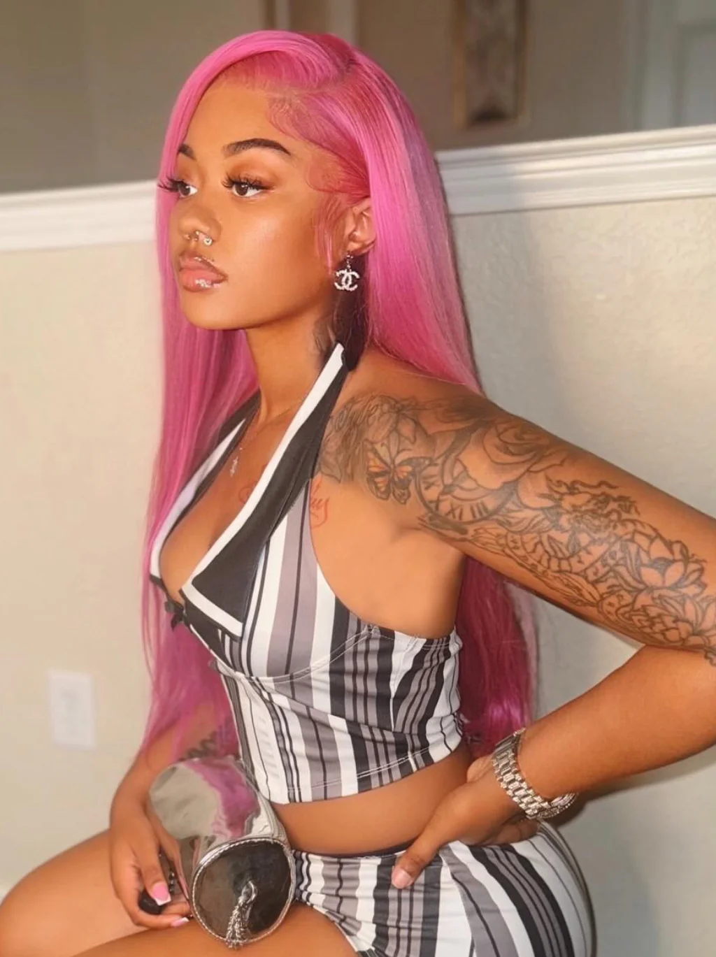 Dorsanee Vibrant Magenta Purple Pink 13x4 Lace Front Human Hair Wigs - Image 3