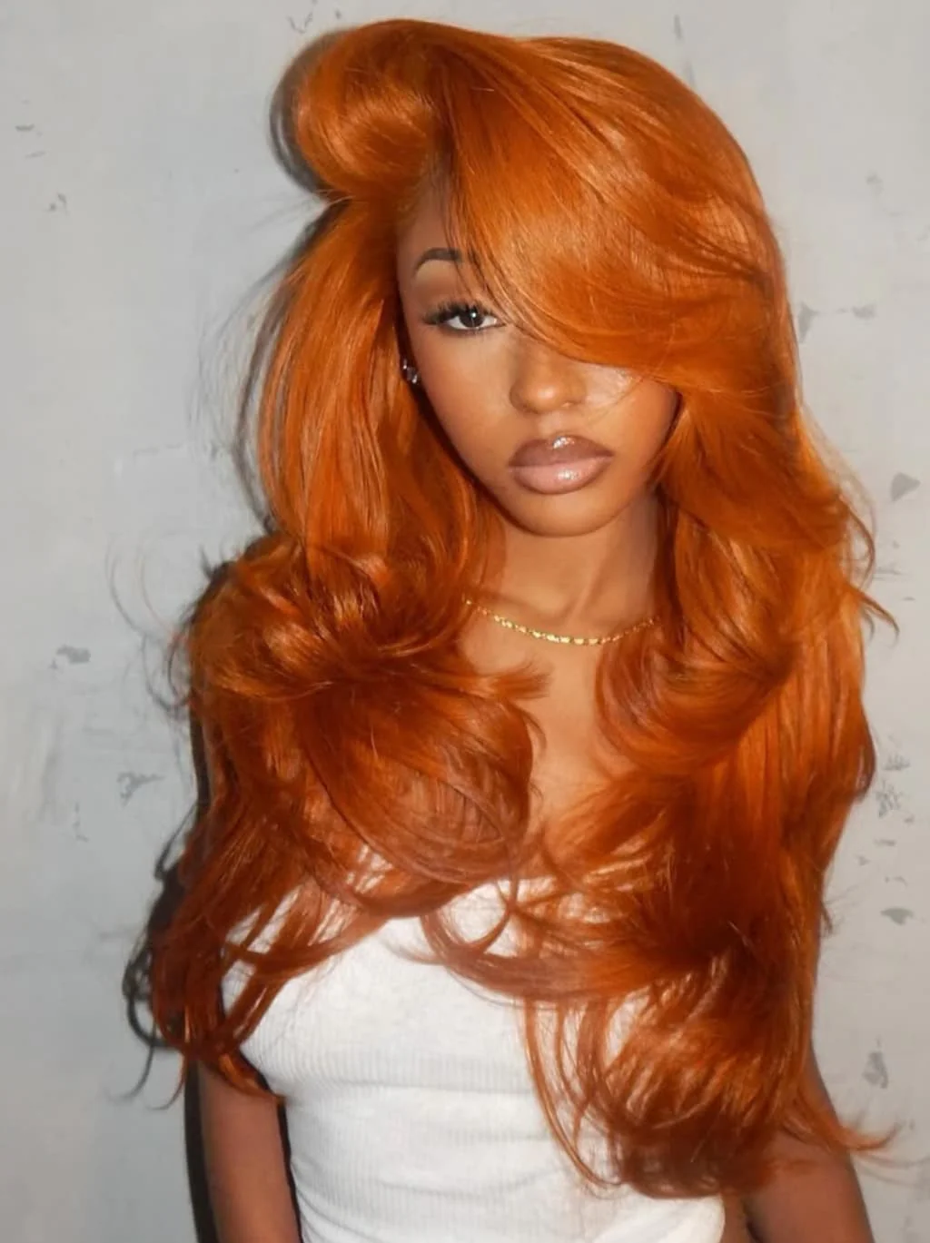 Dorsanee Vibrant Pumpkin Copper Orange 13x4 Lace Front Virgin Human Hair Wig - Image 2