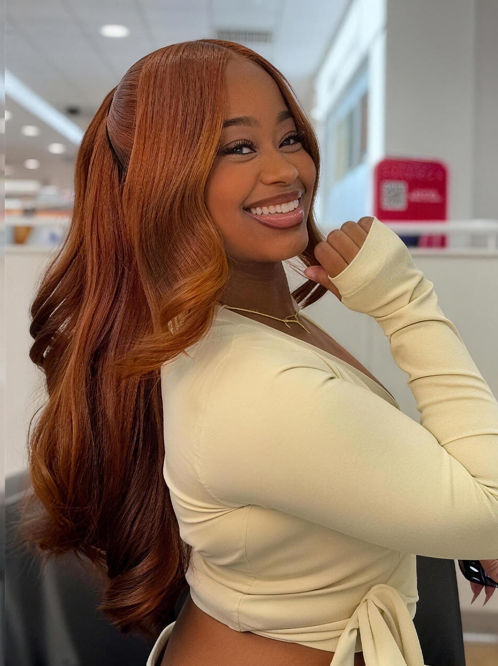 Dorsanee Vibrant Pumpkin Copper Orange Short Bob Body Wave Curls 13x4 Lace Front Human Hair Wig - Image 4