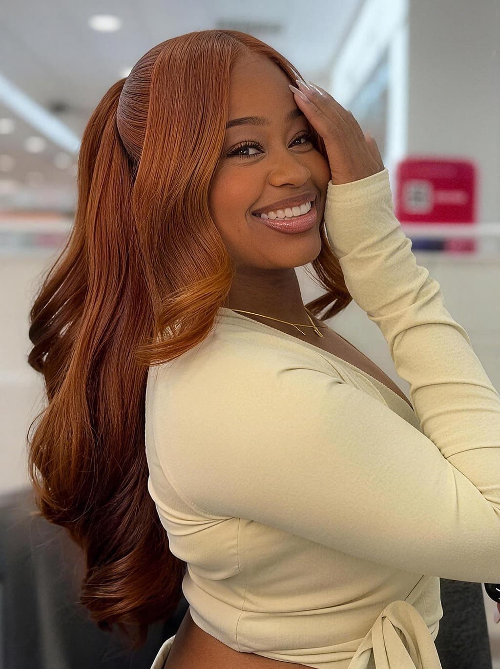Dorsanee Vibrant Pumpkin Copper Orange Short Bob Body Wave Curls 13x4 Lace Front Human Hair Wig - Image 6