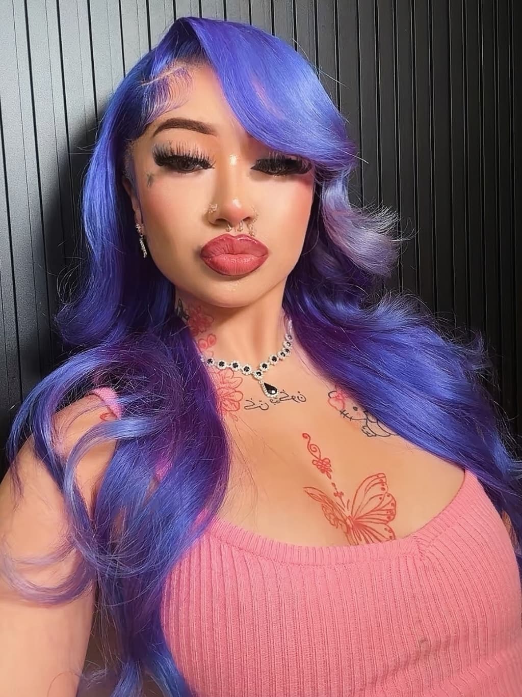 Dorsanee Violet Blue 13x4 Lace Front Virgin Human Hair Wigs 200 Density - Image 4