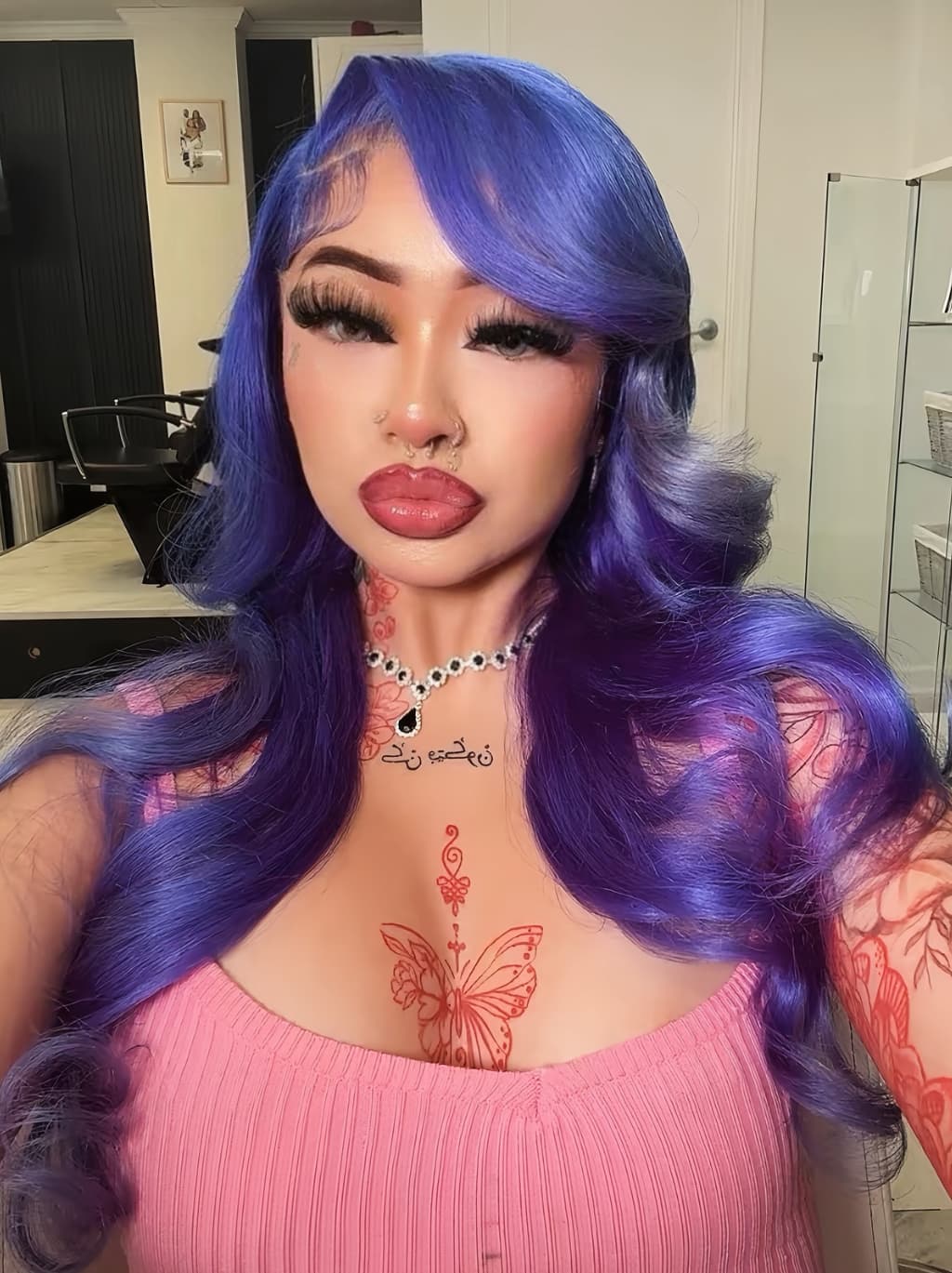 Dorsanee Violet Blue 13x4 Lace Front Virgin Human Hair Wigs 200 Density - Image 5