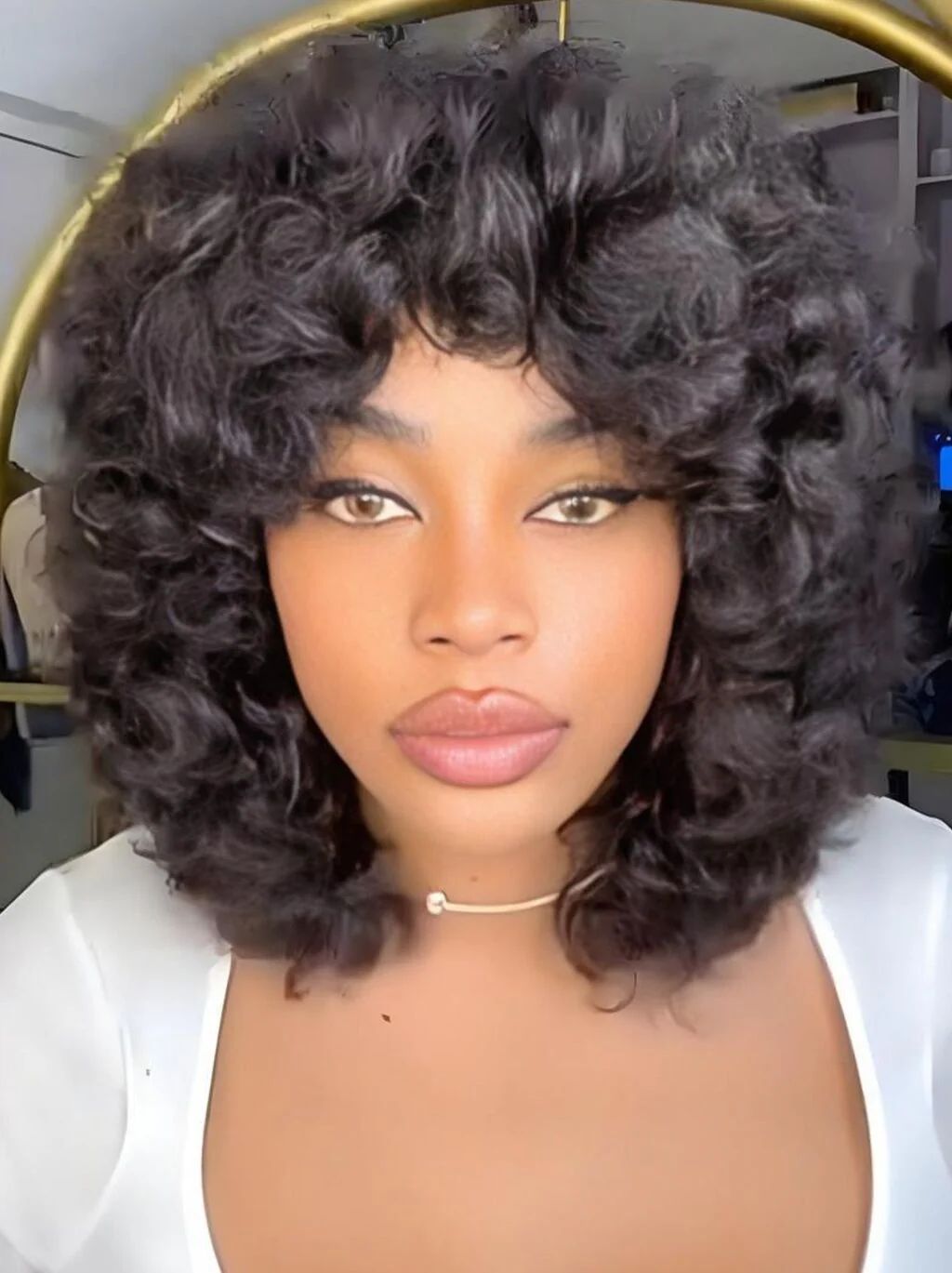 Dorsanee Voluminous Chic Natural Curly Full-bodied Look Bob Human Hair Wig - Image 3