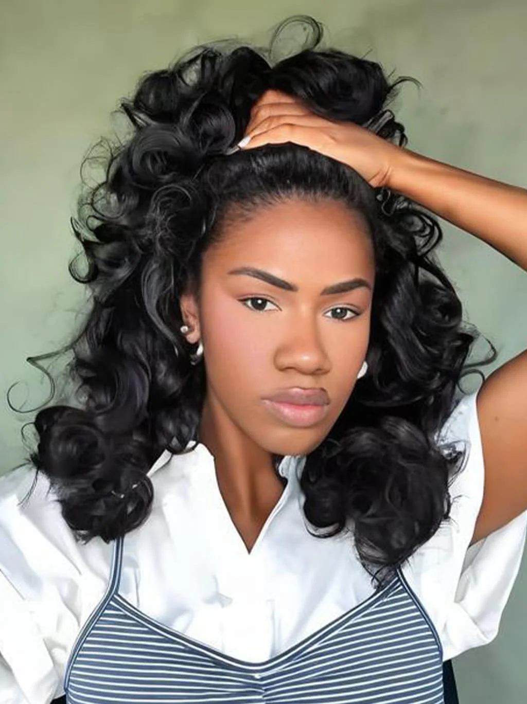 Dorsanee Voluminous Full Body Bouncy Curls 13x4 Lace Front Human Hair Wig - Image 2