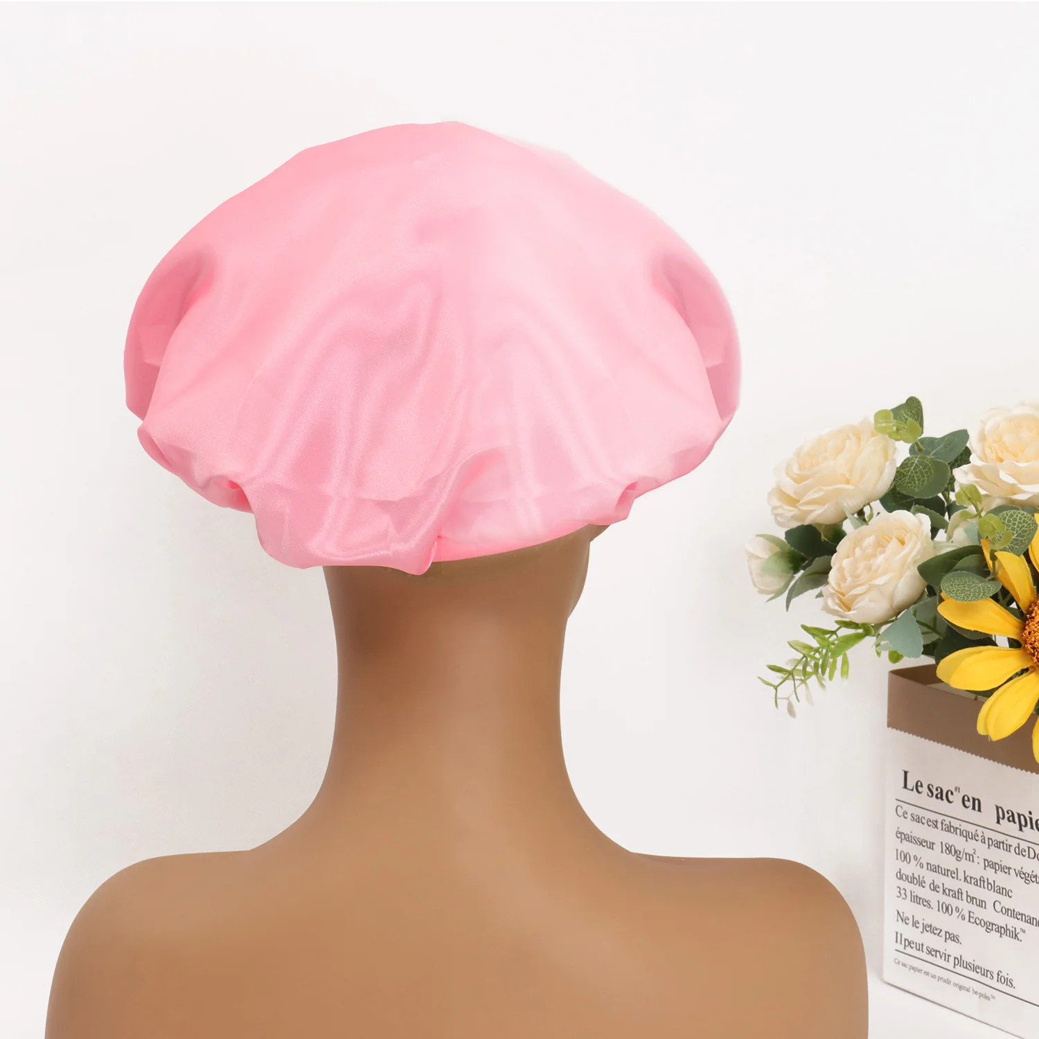 Wide-Brimmed Satin Nightcap Hair Hat - Image 3